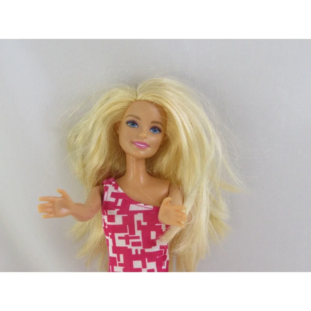 Barbie‎ Doll Auburn Hair Multi-Color Floral Dress Mattel Toy